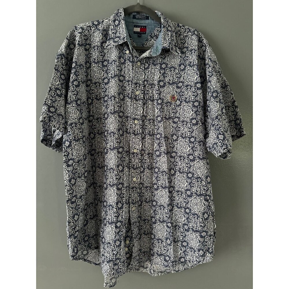 Vintage Tommy Hilfiger Men’s M Linen Blend Shirt Short Sleeve Casual Classic - Picture 1 of 5
